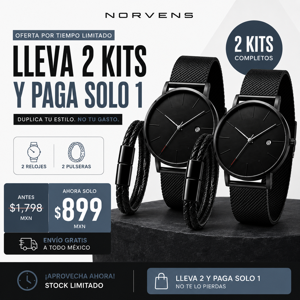 KIT EJECUTIVO NORVENS™ -   2 Relojes + 2 Pulseras